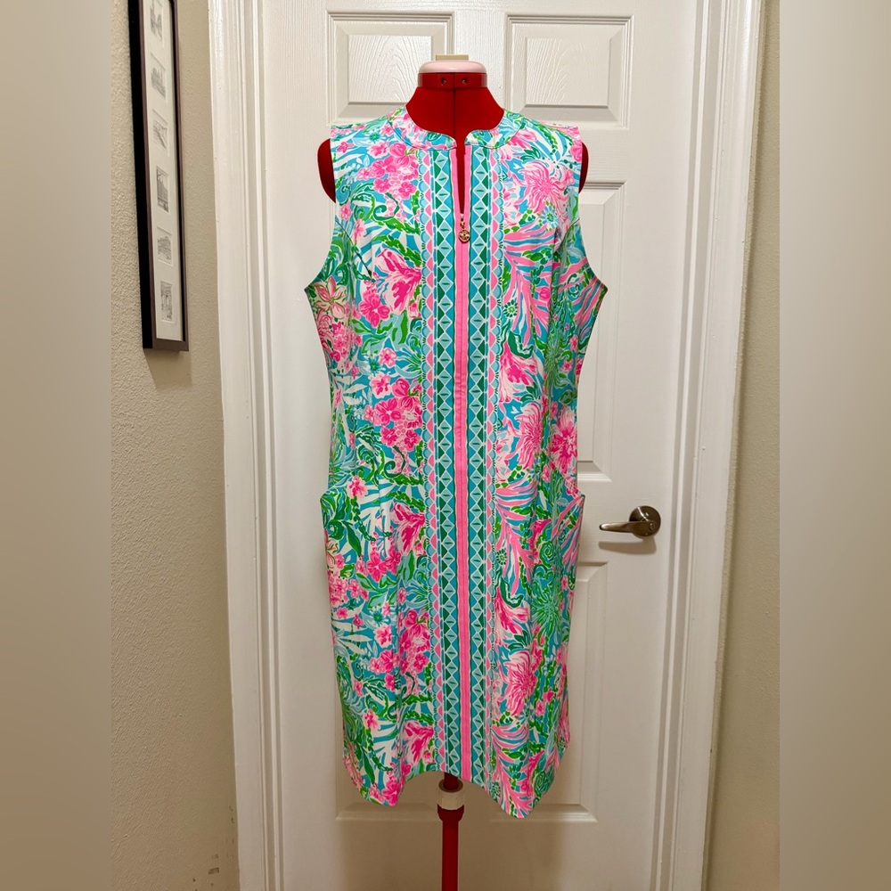 Lilly Pulitzer Luxletic Floral Dress - Pink, Green, Blue, sz 14